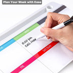 Varhomax Glass Weekly Dry Erase Desk White Board, Desktop to Do List Planner Whiteboard Calendar with Storage Caddy Memo for Home and Office, Colorful