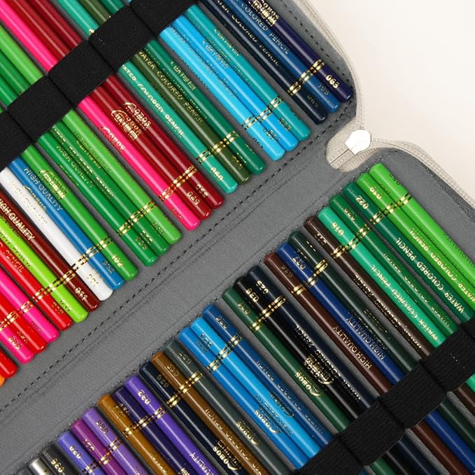 Vomgomfom Colored Pencil Case - 300 Slots Pencil Holder with Zipper Closure Twill Fabric Large Capacity Pencil Case for Watercolor Pens or Markers (White)