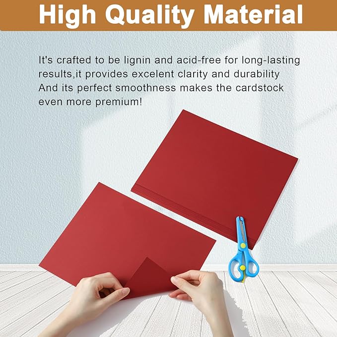 Silunkia 28 Sheets Christmas Red Cardstock 8.5 x 11 Craft Paper, 250gsm/92lb Thick Dark Red Card Stock Printer Paper for DIY Card Making, Thank You Cards, Wedding, Invitations, Birthday