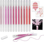 CAISEXILE 12 Red Glitter Gel Pens Set, 1.0 mm Fine Point for Black Paper & White Paper, Large Capacity Pens for Journaling, Adult Coloring Books, Drawing, Note Taking, Highlighting