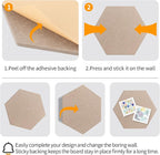 Fwpelt 15'' Large Hexagon Cork-Bulletin Board Tiles Adhesive Frameless 10 Pack 15 x 13 inch Hex Pin Corkboard Prayer Vision Cork Board for Office-Wall Decor, Hexagonal Tack Pinboard with 30 Push Pins