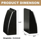 Koville Granite Bookends for Shelves, 10Lbs Large Bookends for Heavy Books, Non-Slip Heavy Duty Book Stopper for CD/Movies, Aesthetic Decorative Book Ends for Bookshelf Table Home Office(Black)