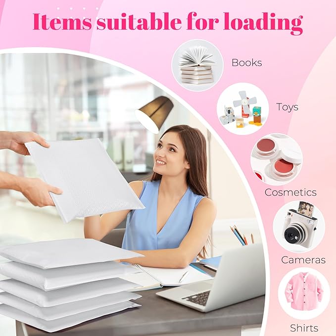 Metronic Bubble Mailer 10x13" White 25 Pack, Poly Padded Envelopes Waterproof Shipping Bags for Clothing, Self Seal Cushioning Mailers for Shipping Books, Jewelry, Makeup Supplies