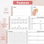 SUNEE 2026 Appointment Book, Quarter-Hourly, Weekly & Monthly - from January 2026 - December 2026, 6.4"x8.3" Weekly Planner, Flexible Cover, Note Pages, Pockets, Bookmark, Spiral Binding, Pink Breeze