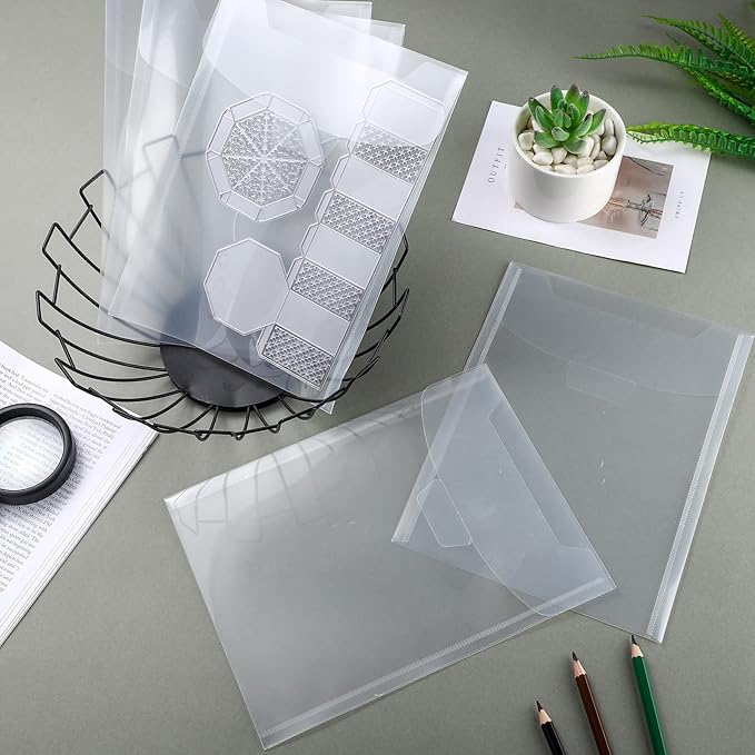 Marspark 21 Pieces Clear Stamp and Die Storage Bag Pockets Resealable Plastic Seal Storage Envelopes Case Dies Stamp Pocket for Christmas DIY Paper Card Craft(7 x 9.4 Inch)