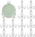 LonlyEagle 12 Pack 6 Inch Clear Plastic Easels or Stand/Plate Holders to Display Pictures or Other Items at Weddings, Plate Stands for Home Decoration, Birthdays, Tables