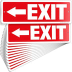 iSYFIX Exit Signs 12 Pack 12x4 Inch with Directional Left Arrows - Rust Free Aluminum, Laminated for UV, Weather, Scratch Resistance - Ideal for Offices, Schools, Theaters, Restaurants