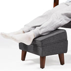 FAGAGA Small Footstool Ottoman with Storage, Ottoman Foot Rest, Modern Foot Stool with Adjustable Lid and Sturdy Wood Legs for Living Room, Bedroom, Couch, Enterway, Light Gray