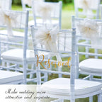 Blulu 6 Pcs Reserved Signs for Wedding Chairs Acrylic Tag Hanging with Ribbon for Wedding Reserved Signs for Important Events Church Pews Chair and Restaurant(Gold)