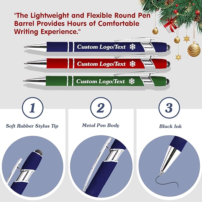 CRME Bulk Custom Personalized Pens with Name Logo Retractable Ballpoint Pen with Stylus tip Smooth Writing Appreciation Gifts for Coworkers Motivational Gift for Office & Desk Accessories 10-Pack
