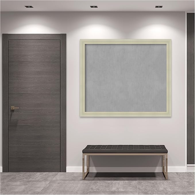 Amanti Art Silver Framed Magnetic Board 45x53 Oversize Vision Board for use with Magnets, 100% Metal Sheet to Display Items as Office Decor or for Home Organization in mudroom, Kitchen or Kids Room