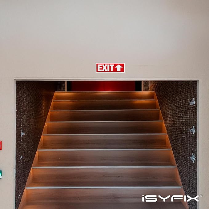 iSYFIX Exit Signs - 2 Pack 12x4 Inch Directional Up Arrow Signs, 40 mil Polystyrene Plastic, UV Laminated, Scratch & Fade Resistant, Waterproof - Ideal for Office, Theater, School, Business