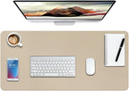 Boutilon Leather Desk Pad Protector,Non-Slip Mouse Pad,Laptop Desk Pad,Office Mouse Mat,Waterproof Leather Desk Blotter,Desk Writing Pad for Office and Home (M-Beige,30"x14")