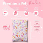 Pretty Package Store 10x13 Designer Poly Mailer 100 Pack Heavy Duty Waterproof Self Seal Shipping Bags for Small Business Large Mailing Envelopes Bulk Tear Resistant Cute Packaging Preppy Leopard