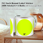 3 Inch Round Colored Dot Stickers, 2000 PCS, 4 Rolls in Dispenser Box - Fluorescent Yellow Circle Color Coding Labels Dot Labels for Office, Home, Inventory Organizing