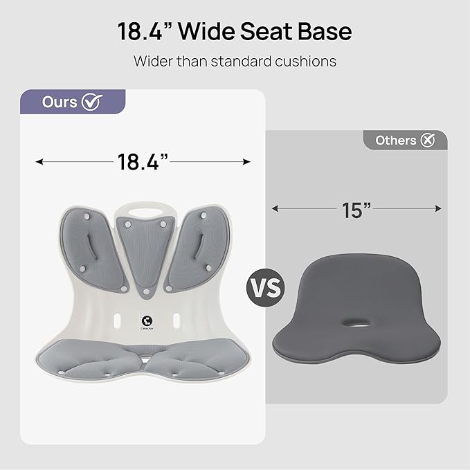 CabSupport Lumbar Support for Office Chair M5 Plus – Ergonomic Support Seat for Posture Correction and Lower Back Pain Relief – Extra Wide & Sturdy, Washable Pads for Office, Home, Car & Floor Sitting