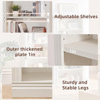 RWYHG 70" White Tall Bookshelf Set of 3,5-Tier Thick Wooden Book Shelf with Adjustable Shelves,Free Standing Farmhouse Bookcase with Open Display Storage,Floor Vintage Bookshelves for Living Room