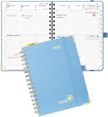 POPRUN 2026 Planner Daily Weekly and Monthly Calendar with Hourly Schedule(Medium Size 8.5'' x 6.25'' Wire-Bound Hard Cover) - Agenda 2026 (Jan.2026-Dec.2026), Monthly Tabs - Haze Blue