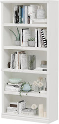Bevfint 70-Inch Tall White Bookcase, 5 Tiers Shelves Open Storage Bookshelf, 33 in Wide Anti Tipping Indoor Furniture, Book Cases for Home Library Office Bedroom School