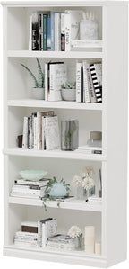 Bevfint 70-Inch Tall White Bookcase, 5 Tiers Shelves Open Storage Bookshelf, 33 in Wide Anti Tipping Indoor Furniture, Book Cases for Home Library Office Bedroom School