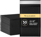 Alilmein 4×8" Inch Bubble Mailers 50 Pack Small Bubble Mailers Waterproof Padded Envelopes Self Seal Adhesive Shipping Bags for Mailing Cards Jewelry Makeup and Small Business Packaging