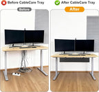 Oxford Cloth Under Desk Cable Management Tray,No-Drill 36" Desk Cable Management Organizer with Clip/Screw Installation,Fabric Cable Management for Home,Office & Gaming Computer(Black)