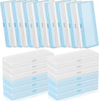 Fainne 24 Pcs Plastic Pencil Case Bulk Pencil Boxes Plastic Stationery Case Frosted Pen Box Pen Holder with Hinged Lid Snap Closure for Office(Single Layer,White, Blue,7.09 x 2.36 x 0.98 Inch)