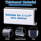 100 Pcs Wire Shelf Label Holder with Paper Inserts, Compatible with 1-1/4 Inch Shelves, Plastic Shelf Tags for Wire Shelving Label Clips with Label Paper Removable Wire Rack Label Holder Display Clip