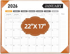 Large Desk Calendar 2026, Calendar with Desk Protecting Pad, 2026 Desk Calendar Large 22x17, Runs From January 2026 to June 2027 18 Months, Big Desktop Calendar for Family Classroom and Office(Brown)