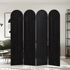 Asnefeli Room Divider and Folding Privacy Screen, 4 Panel Wood Arched Room Divider Wall, Portable Freestanding Partition Screen, Partition Divider for Room Separation for Home Office Bedroom, Black