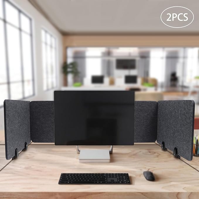 6PCS Stand Up Desk Privacy Panel, Soundproof Desk Privacy Panel Freestanding Desk Partitions Sound Absorbing, 2 x Long Panel - 47.25 x16 in + 4 x Short Panel - 23.6 x16 in