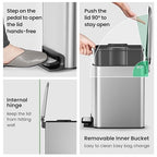 Cesun Small Bathroom Trash Can with Lid Soft Close, Step Pedal, 6 Liter / 1.6 Gallon Stainless Steel Mini Garbage Can for Office, Outdoor Trash Bin with Removable Inner Bucket (Silver)