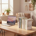 16 Pcs Clear Acrylic Bookends for Shelves, Heavy Duty L-Shaped Book Ends for Books, Invisible Book Organizer & Holder for Office, Home, Library