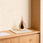 DOVDOV Blown Glass Sculpture, Collectible Stained Glass Art Statue, Unique Teardrop Ornament, Suitable for Office, Bookshelf, Dressing Table, Living Room Coffee Table, or Mantelpiece Display.