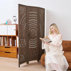 5.6 Ft Folding Room Divider, Portable Privacy Screen & Partition, No Assembly Required for Use as Cat Litter Box Cover, Clutter Hider, Room Separator, 3 Panels (Brown)