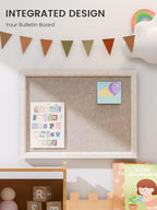 Fluxynara Felt Cork Board Alternative, Felt Bulletin Board 16" x 12" Oatmeal Frame with 8 Adhesive Tabs, Pin Board for Home Office, Classroom, Entryway, Kitchen Wall Decor—Deep Camel