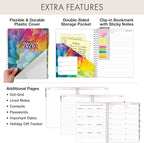 Essential PRO 2026 Daily, Weekly & Monthly Planner, 8.5"x11": 14 Months (Nov 2025 - Dec 2026) Monthly Tabs,Daily Tracking,Notes Pages,Storage Pocket,Bookmark w Sticky Notes (Rainbow Petals)