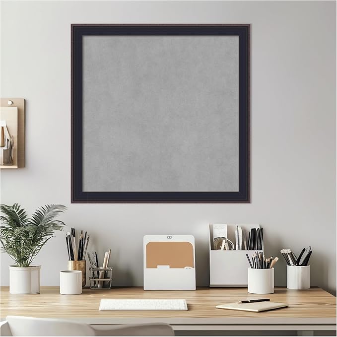 Amanti Art Black Framed Magnetic Board 23x23 Medium Vision Board for use with Magnets, 100% Metal Sheet to Display Items as Office Decor or for Home Organization in mudroom, Kitchen or Kids Room