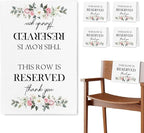 ChissNook Reserved Seating Chair Signs, This Row Is Reserved Pew Cloths Seating Placeholder for Church Pews, Wedding Decorations for Reception Parties Celebrations Event Meetings (Pink Floral, 4 PCS)