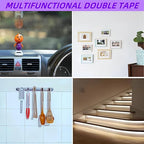 Gasenvan Double Sided Tape Heavy Duty, Mounting Adhesive Tape 1/4 in x 15.4 ft, Waterproof Adhesive Strip Tape for Indoor & Outdoor, Automotive Trim, Garage,LED Strip Lights, Home Decor