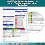 Multi-Point Inspection Form for Vehicles – 2-Part Carbonless Vehicle Checklist Pad – 8.5" x 11" Inspection Report – Edge-Glued, Manufacturer Recommended – White - Pack of 1000