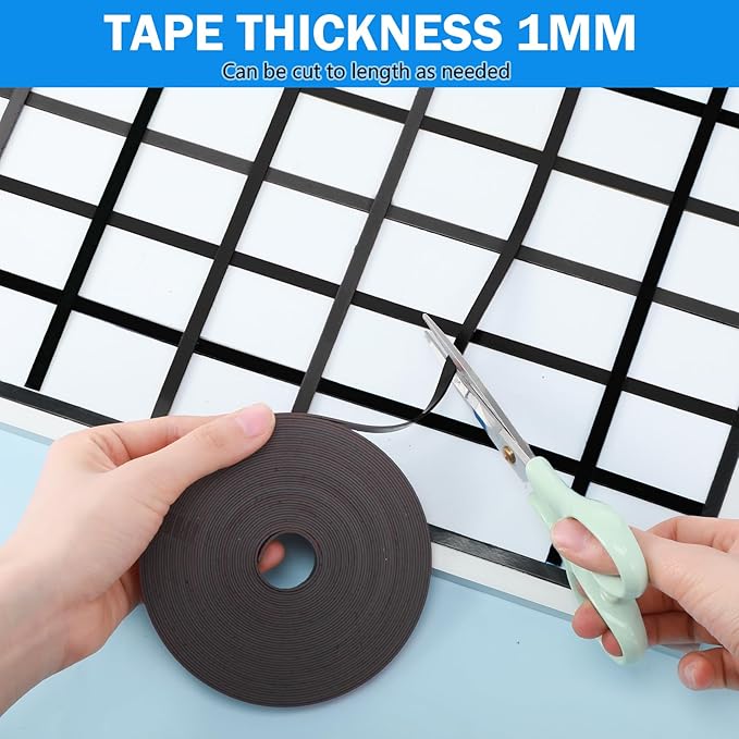 AmazingSpark Magnetic Tape Roll Thin Strips, 0.39 Inch x 66 Feet Magnetic Board Dividers Whiteboard Graphic Decorative Tape Marking Line for Classroom Office Art Accessories(Black)