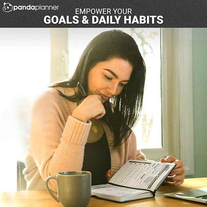 Panda Planner Classic A5 Daily Planner 2026 - Undated Quarterly & Productivity Planner with Hourly Schedule, To Do List, Daily Journal, Goal Planner, Habit Tracker & Gratitude Organizer – Black