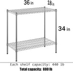 Regal Altair 18" Deep x 36" Wide x 34" Height Wire Shelving Kit | 2-Tier | NSF Commercial Storage Rack Unit