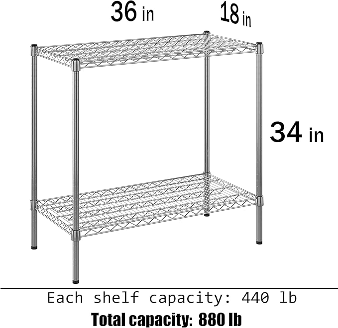 Regal Altair 18" Deep x 36" Wide x 34" Height Wire Shelving Kit | 2-Tier | NSF Commercial Storage Rack Unit