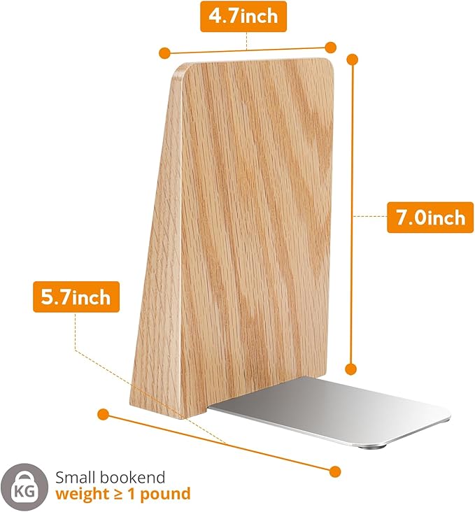 DRELIFAM Red Oak Book Ends Heavy Duty Handmade Book Ends for Shelves Decorative Bookends to Hold Heavy Books (Red Oak Large)
