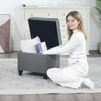 Adeco Chest and Footrest-Square Seat Storage Bench Ottoman, Gray