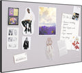 Lightomorrow Bulletin Board 30 x 20 inches, Lavender Gray Pin Board, Black Aluminum Framed Fabric Cork Board with 10 Push Pins