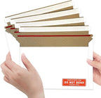 Cheardia 120 Pack Thick White Rigid Mailers with Self Adhesive Seal, 9.5 x 6.2 Inch Cardboard Envelopes Photo Mailers with Label for Protecting Shipping Gift Cards, Documents, Invitations, DVD