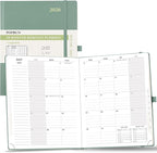 POPRUN 2025-2026 Monthly Planner (B5 8" X 10"), 18-Month Calendar Book (Jul.25 - Dec.26) with Monthly Tabs, Hardcover, Inner Pocket, 100GSM Thick Paper - Midnight Green